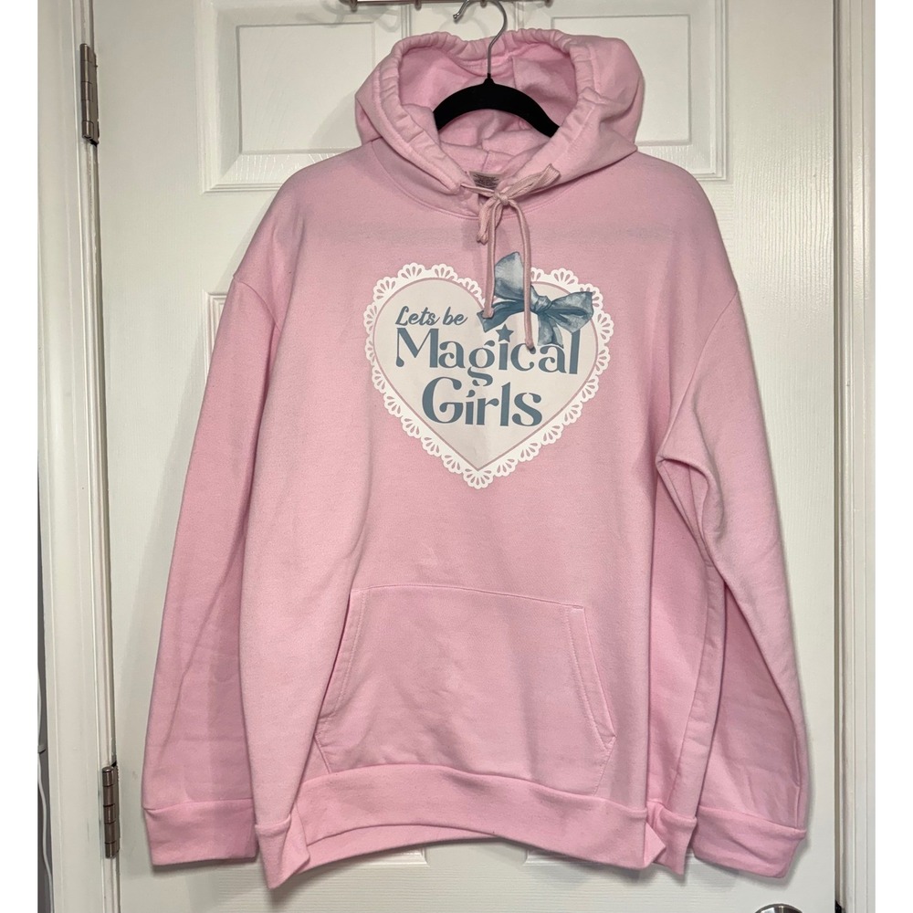 Hot Topic Lets be Magical‎ Girls Pink Hoodie Sweatshirt Bow Sleeve Plus Size 1X